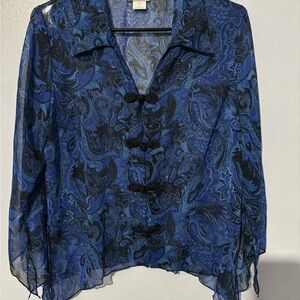 Blue Paisley Sheer Women's Top